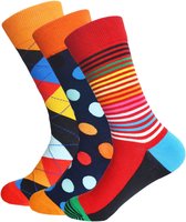 BENYSØN® Organisch Katoenen Sokken in een kleurrijke "streepjes" print 3 stuks