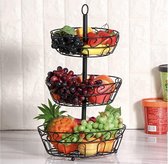 Fruitschaal - 3 lagen - Fruitschaal etagere - Fruitmand metaal - Zwart - Decoratie schaal - Fruit - Cupcakes - Etagere - 30x52