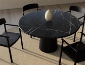 FLOW Ronde Eettafel - Nero Marquina Zwart Marmer (Zwarte Cilinder) - 110 x 110 x 75  - Gepolijst Recht