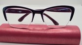 Leesbril +2.5 / bruine halfbril van metalen frame / metalen veerscharnier / bril op sterkte +2,5 / unisex leesbril met microvezeldoekje / dames en heren leesbril / XM131 bruin / lu