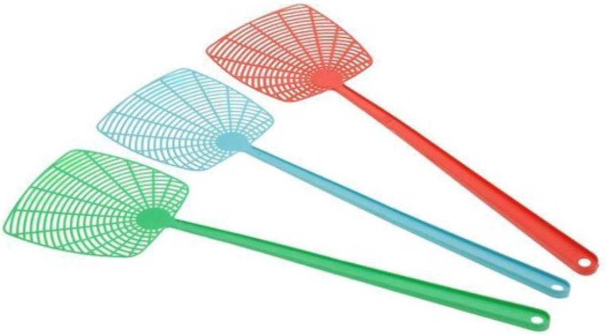 Vliegenmepper 3 stuks - Groen, Blauw en Rood - 50 cm lang + Styluspen