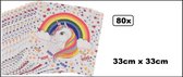 80x Servetten Eenhoorn  33 x 33 cm papier - verjaardag thema feest servet diner food festival party