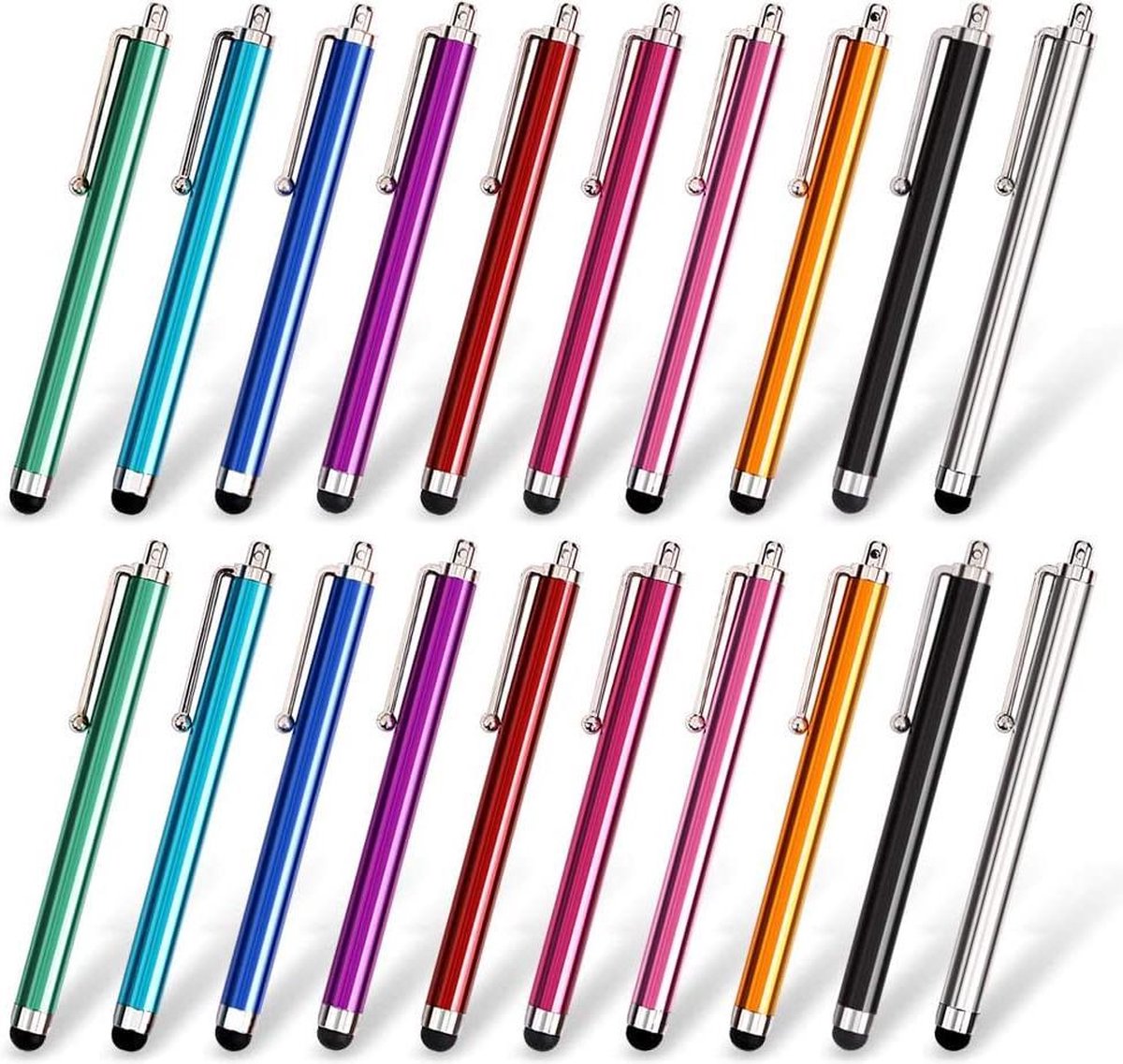 Stylus Pen Set van 20 stuks, universeel capacitief touchscreen, compatibel met iPad, iPhone, Samsung, Kindle Tough, compatibel met alle apparaten met capacitief touchscreen, 10 kleuren