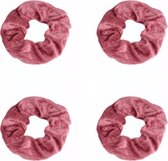 Scrunchies – Velvet Scrunchies – 4x Roze – Roze – 4 stuks – Musthave Haaraccessore – Scrunche Pack – Luxe kwaliteit – Haarelastiek – Elastiekje – Elastiek – Haarwokkel – Haarverzor