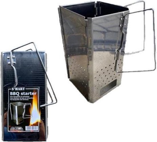 Foto: Brikettenstarter opvouwbaar rvs s mart klap starter voor ca 2 3kg briketten snelstarter voor houtskool en briketten maat 16x16x29cm