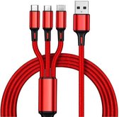 3 In 1 USB Type C Kabel - Micro-Usb - iOS - Kabel Voor Android - 1 m - Rood