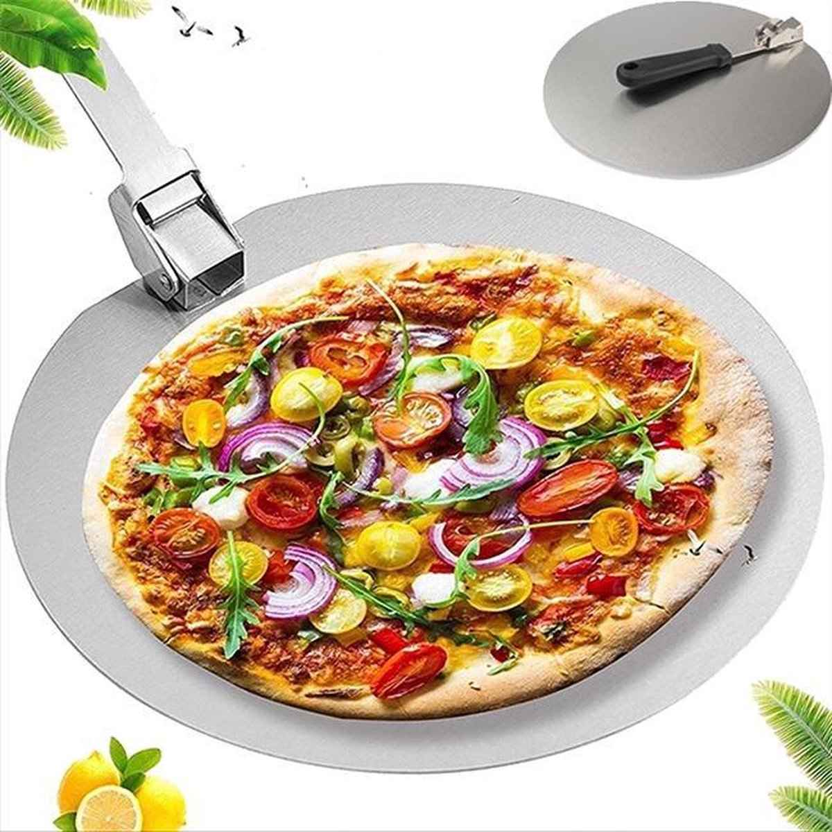 Faryodi 25 cm pizzaschep, pizzawender, pizzalifter, aluminium Faryodi 25 cm pizzaschep, pizzawender, pizzalifter, aluminium