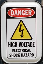 Danger High Voltage. Metalen wandbord in reliëf 20 x 30 cm