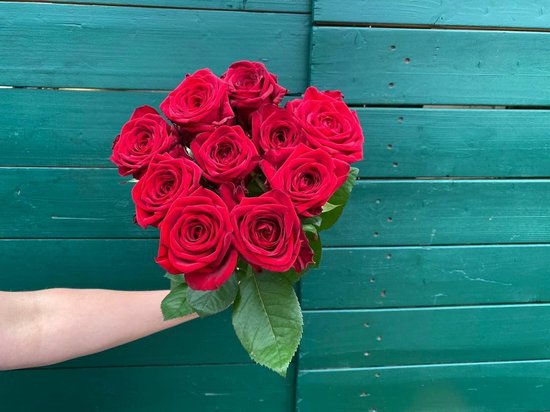 Rode rozen | Bloemenmaker - roos - rood - 10 stelen - 60 cm