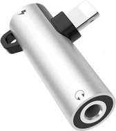 Lightning + 3.5mm AUX Jack - Audio + Opladen - Voor iPhone - 2 in 1 Gun Splitter - Zilver