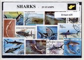 Haaien – Luxe postzegel pakket (A6 formaat) - collectie van 25 verschillende postzegels van haaien – kan als ansichtkaart in een A6 envelop. Authentiek cadeau - kado - kaart -zeezo