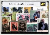 Gorilla's – Luxe postzegel pakket (A6 formaat) - collectie van 25 verschillende postzegels van gorilla's – kan als ansichtkaart in een A6 envelop. Authentiek cadeau - kado - kaart