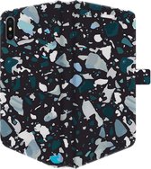 Apple iPhone X/10/XS Telefoonhoesje - Portemonneehoesje  - Met pasjeshouder - Met Marmerprint - Terrazzo - Zwart