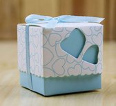 5 Cadeaudoosjes - Babyblauw - 5x5x5,3cm - Babyshower - met strik / lint - Gift Box / Bedankt
