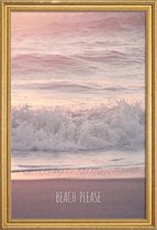 JUNIQE - Poster met houten lijst Beach Please -40x60 /Grijs & Paars