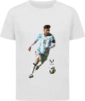 Messi - Barcelona - Voetbal Messi - T-shirt kinderen - Maat 122/128 - 7-8 jaar - T-shirt wit korte mouw