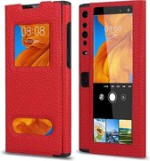 Voor Huawei Mate Xs Lychee Textuur Smart View Window Horizontale Flip Leather Case met Houder & Slaap / Wake-up Functie (Rood)