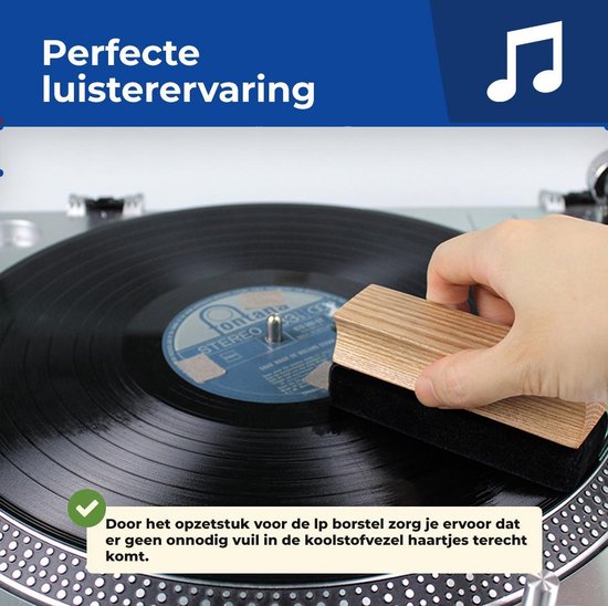 Platenborstel Premium Set - Antistatisch - Platenreiniger - LP Borstel - Vinyl Borstel - Vinyl reiniger - LP schoonmaakset - LP Reinigingsset - LP Reiniger - LP Opbergsysteem - Vinyl Opberg systeem - Platenhouder