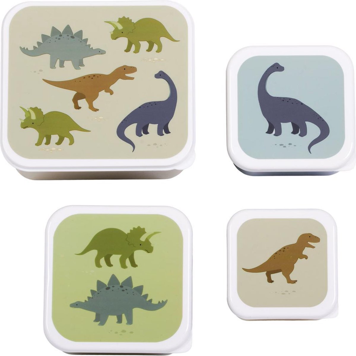 A Little Lovely Company - brooddoos - broodtrommel- Lunch & snack box set van 4 - Dinosaurussen