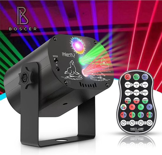 Boscer® Disco Laser | 3 in 1 Multilaser | Stroboscoop & Parscoop effect |  LED Disco | Party discolaser | Geluid gestuurd | Discolamp | Lichteffect