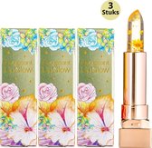 GLAMFOX Honey Flower Lippenstift - Lip Plumper Lipstick met 24 Karaat Goud Korrels en 100% Echte Bloem - Lippenstift Langhoudend - Lippenbalsem - Korean Beauty Make Up - 3-Pack
