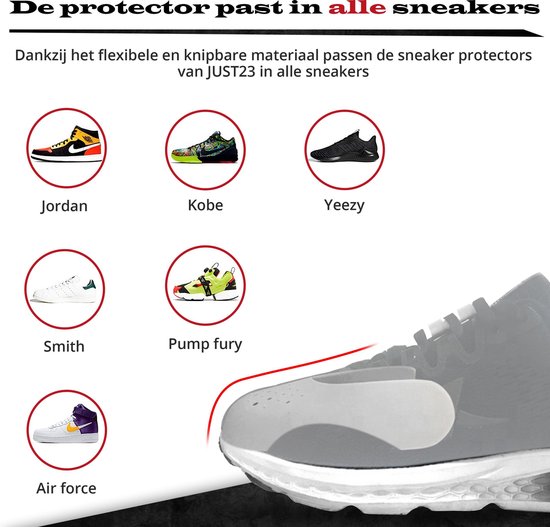 JUST23 Sneaker Crease Protector – Anti Crease – Wit – Maat 35-40 (S) – Sneaker Shield – Anti Kreuk – Alle Schoenen zoals Jordan 1 & Air Force 1 - JUST23