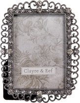 Clayre & Eef Fotolijst 9*1*11 cm / 6*9 cm Zilverkleurig Ijzer, Glas Rechthoek Fotokader Wissellijst Foto Frame