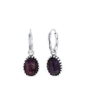 Zilveren oorringen met hanger Gemstone amethyst