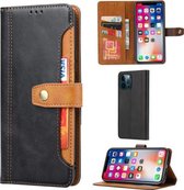 Kalftextuur Dubbele vouwsluiting Horizontale flip-lederen hoes met fotolijst & houder & kaartsleuven & portemonnee voor iPhone 13 Pro Max Max (zwart)