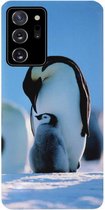 ADEL Siliconen Back Cover Softcase Hoesje Geschikt voor Samsung Galaxy Note 20 - Pinguin Blauw