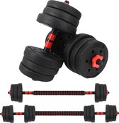 FDW AS8105 Fitness Dumbbellset - Verstelbare set - 16st totaal 19 kg - Zwart/Rood