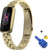 Luxe Metalen Armband Geschikt Voor Fitbit Luxe Activity Tracker Smartwatch - Horloge Bandje - Schakel Polsband Strap RVS - Verstelbare Watchband Met Horlogeband Inkortset - Stainle