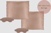Champagne Gold 4 in 1 kussensloop, slaapmaskers, 4 in 1 set.