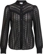 Vila VICHIKKA LS LACE SHIRT Black Dames Blouse - Maat M