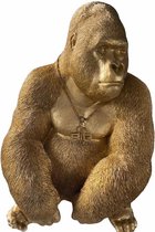 By Roon Gouden Gorilla - zittend - Decoratie figuur Monkey Gorilla XL Goud 80cm - Big Daddy - Portier in de mancave - Eye catcher interieur