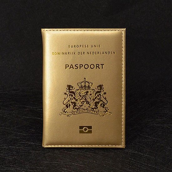 Porte-passeport en similicuir doré - Étui à passeport - Couverture - Pays- Nederland