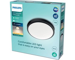 Philips Doris badkamer plafondlamp - zwart - groot - 17 W