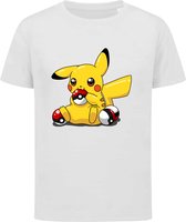 Pokemon - Pikachu - T-shirt kinderen - Maat 110/116 - 5-6 jaar - T-shirt wit korte mouw