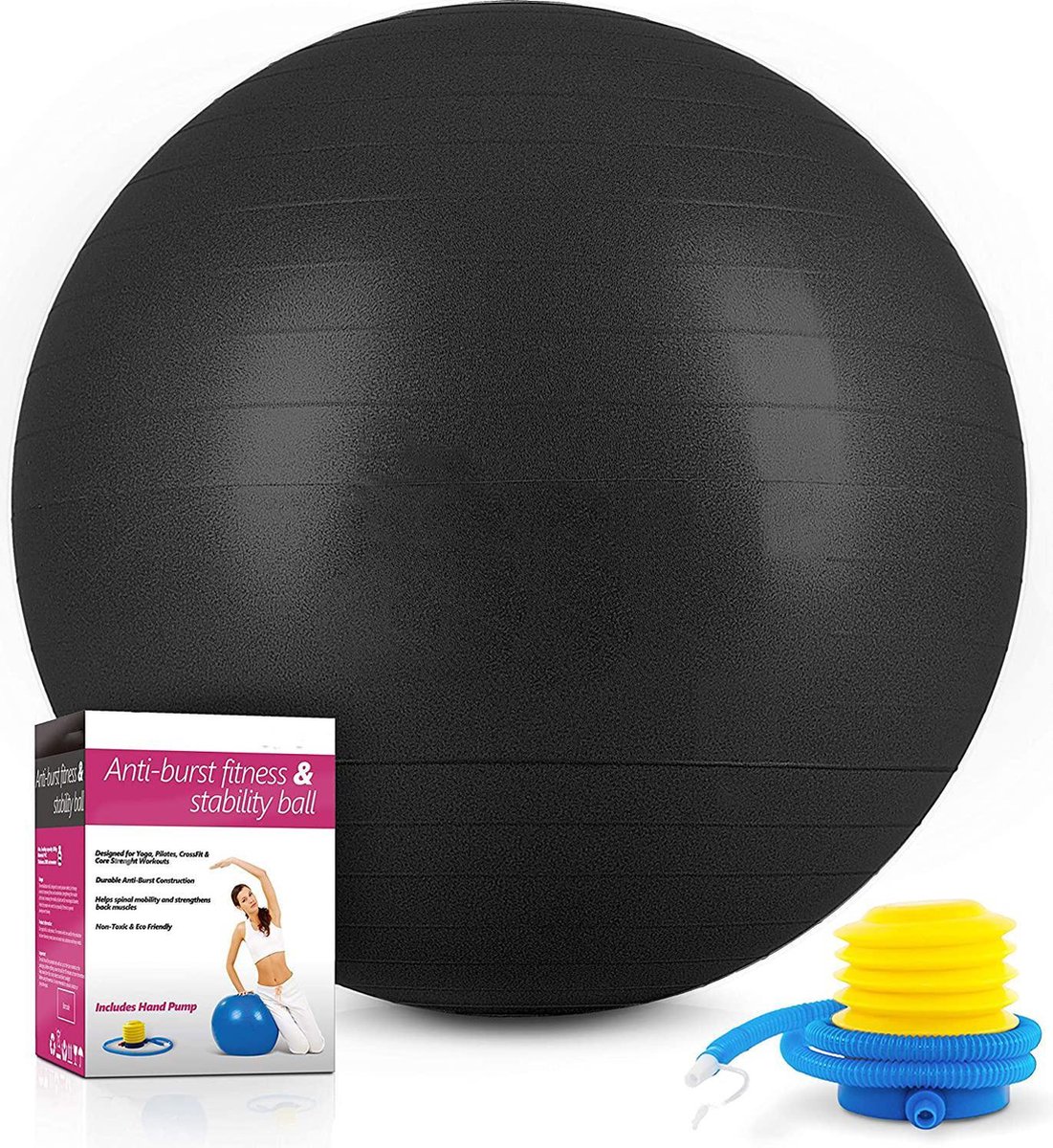 Sens Design Zitbal Fitnessbal Yogabal Gymbal - 55 cm - zwart incl. pomp