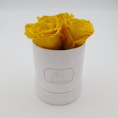 Longlife rozen - flowerbox - gele rozen - echte rozen - giftbox - kerstcadeau voor vrouwen - kerstgeschenk