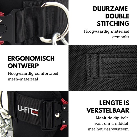 HemeraPhit Dip Riem met Ketting Body Building Gewichtheffen Gewicht Riem (Plastic Gesp