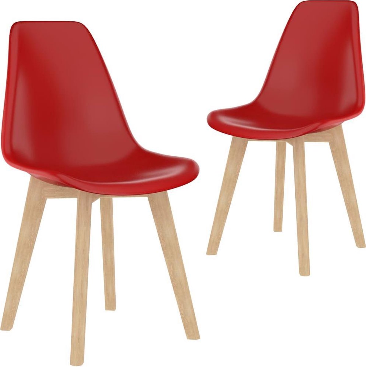 Nord Blanc 2 Moderne kunststof eetkamerstoelen stoelen rood ergonomische kuipstoelen Nordic Blanc Palerma Design red ergonomisch stoel zetel woonkamerstoelen zitting stevig hout plastic Scandinavisch Set van 2 stuks