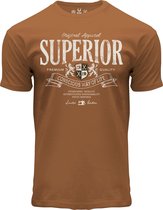 Fox Originals T-shirt Superior Essential Heren & Dames Katoen Camel Maat XL