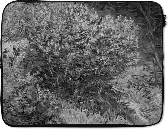 Housse ordinateur 15 pouces 38x29 cm - Vincent van Gogh - Housse Macbook & Laptop bush Lilas en noir et blanc - Peinture de Vincent van Gogh - Housse ordinateur portable avec photo
