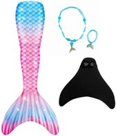 Zeemeermin staart Mermaid staart roze blauw kinderen + MONOVIN 116-122 (120) + ketting en armband zeemeermin jurk