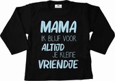 Shirt jongen-zwart met lichtblauw-mama ik blijf voor altijd je kleine vriendje-Maat 80