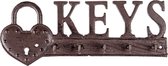 Clayre & Eef Sleutelrekje 26*3*10 cm Bruin Ijzer Keys Wandhaak