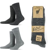 Alpaca Sokken | GoWith | 2 paar | unisex | heren | dames | Gezellige wollen sokken | Gemaakt van extra dik alpaca garen | Gebreide sokken voor heren en dames | Valentijn cadeau | M