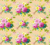 A.S. Création behangpapier bloemen meerkleurig, roze, geel, groen en roze - AS-345081 - 53 cm x 10,05 m