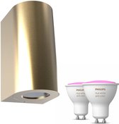 Nordlux Canto 2 maxi wandlamp - LED - goud - 2 lichtpunten - Incl. Philips Hue White & Color Ambiance GU10